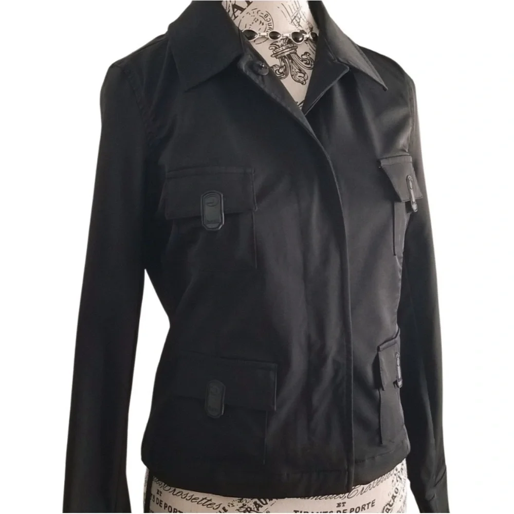 🇫🇷 Y2K Black Military Jacket Size Small - Picture 4 of 9